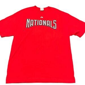 2010 Majestic MLB Washington Nationals Strasburg 37 Jersey T-Shirt - Large Red